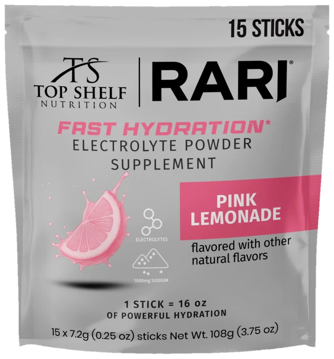 RARI® Fast Hydration, Pink Lemonade, 15 Sticks